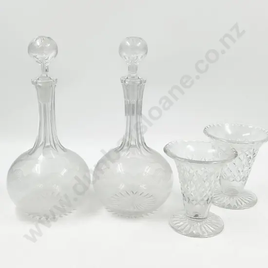 Pair of Decanters together with Pair of Crystal Vases
