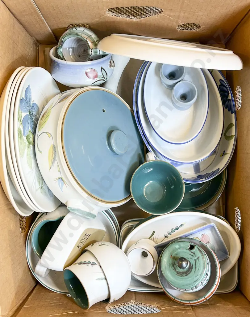Box Lot of Assorted Stoneware Incl. Denby and Crown Lynn Image 1++