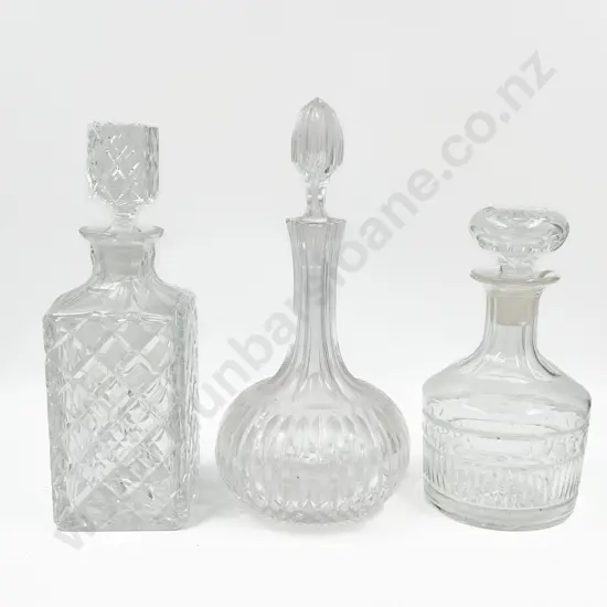 Three Assorted Crystal Decanters