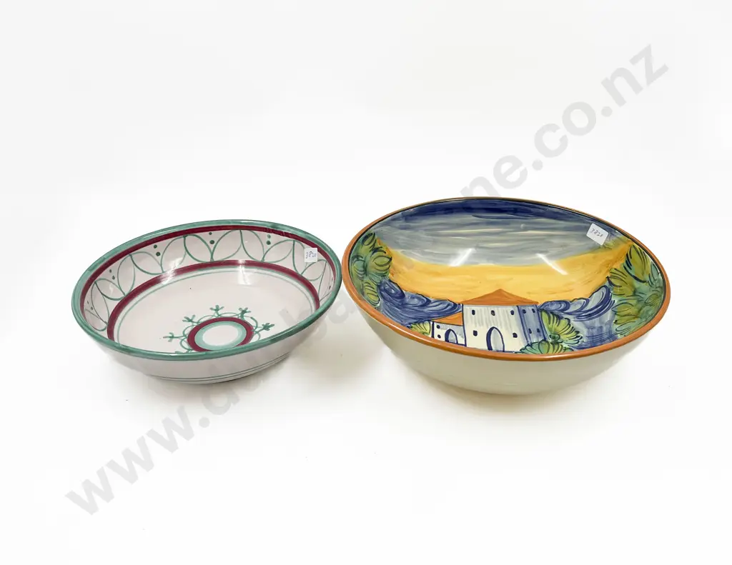 Two Large Hand-painted Italian Bowls Image 1++