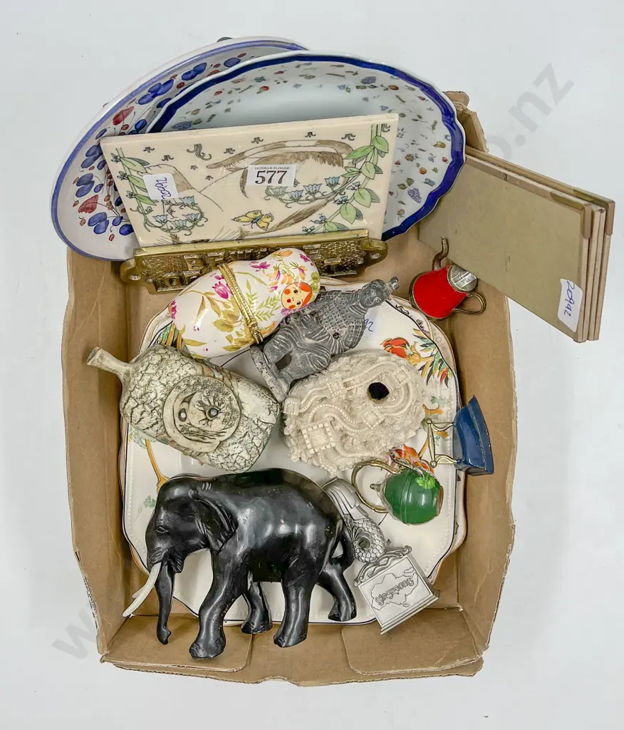 Box Lot of Assorted Incl. Ebony Elephant Etc. Image 1++