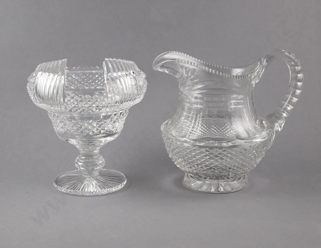 Mid C20th Heavy Crystal Water Jug and Vase Image 1++