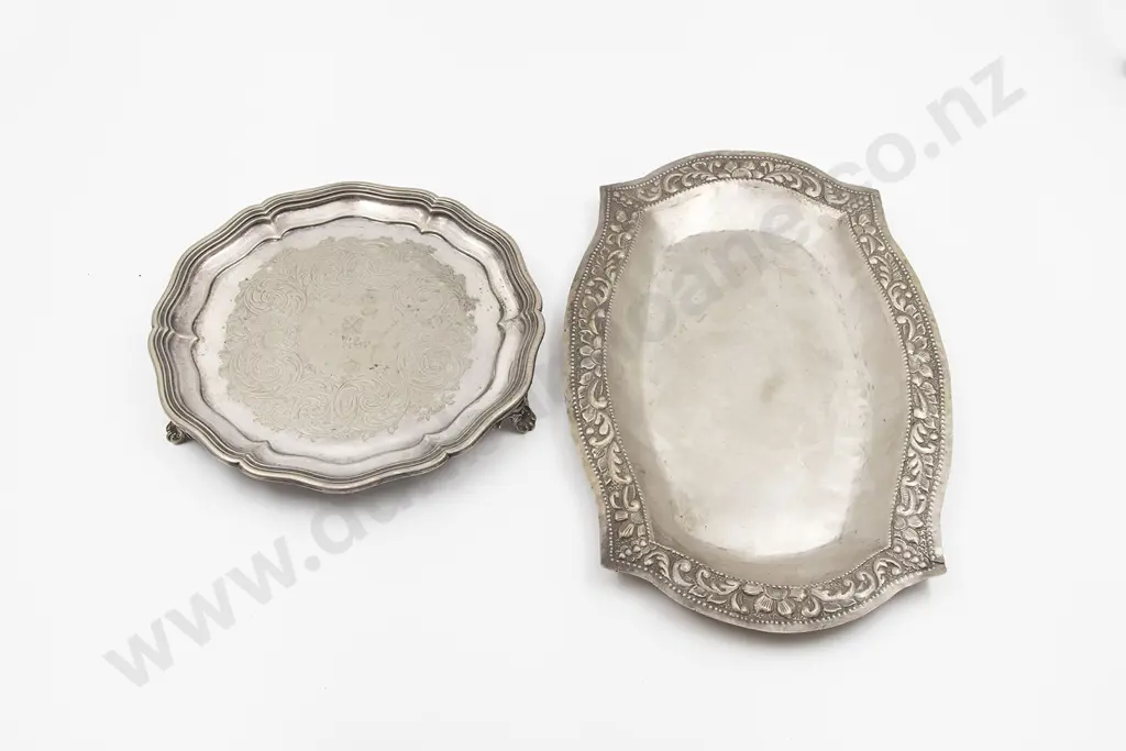 Two (Thai) Silver Trays and Two S/Plate Trays Image 1++