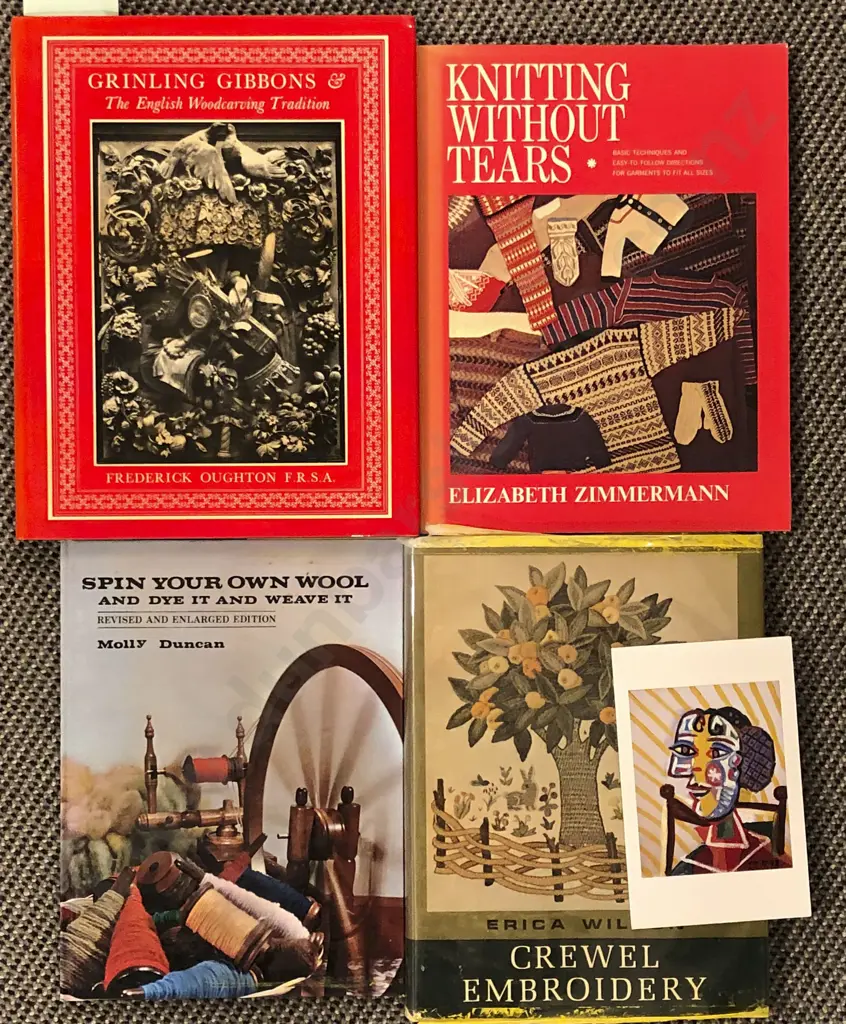Four Craft Books Including Embroidery and Woodcarving Image 1++