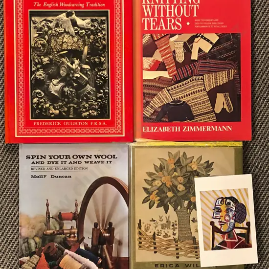 Four Craft Books Including Embroidery and Woodcarving