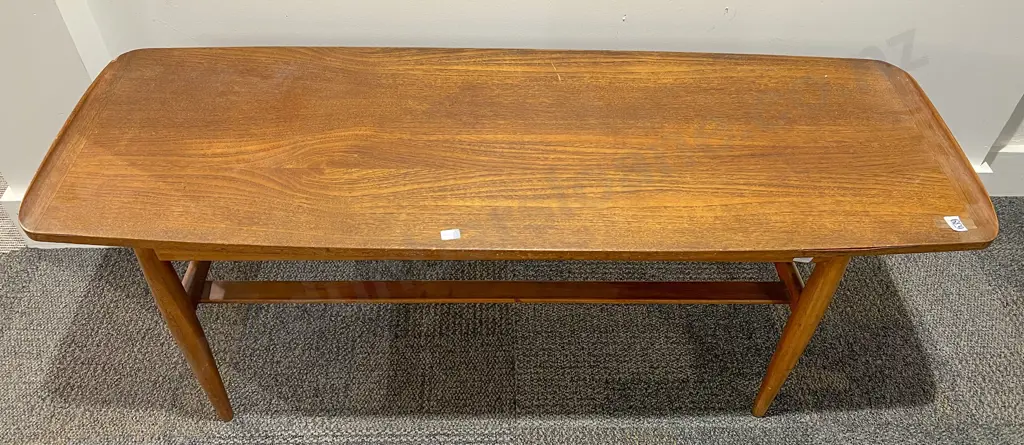 Parker Mid Century Coffee Table with Slatted Under Tier Image 1++