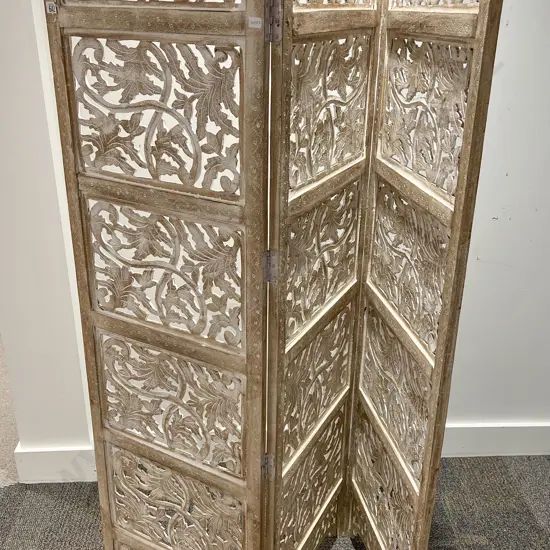 Carved Three Section Dressing Screen