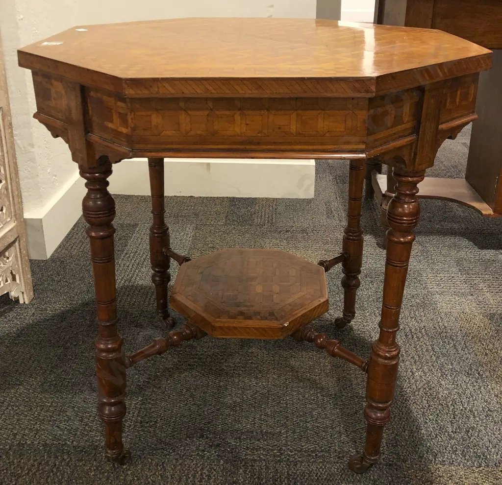 Colonial Inlaid Native Timber Octagonal Centre Table Image 1++