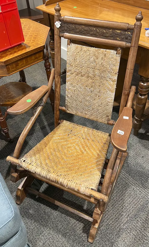Rattan Backed and Seated Rocking Chair Image 1++
