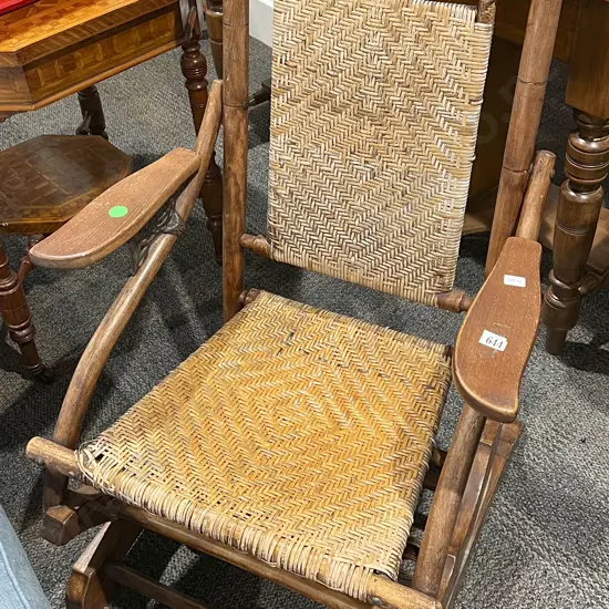Rattan Backed and Seated Rocking Chair