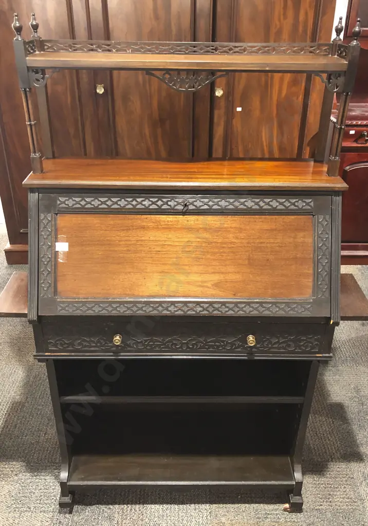 A Fine Quality Edwardian Chinese Chippendale Writing Bureau Image 1++