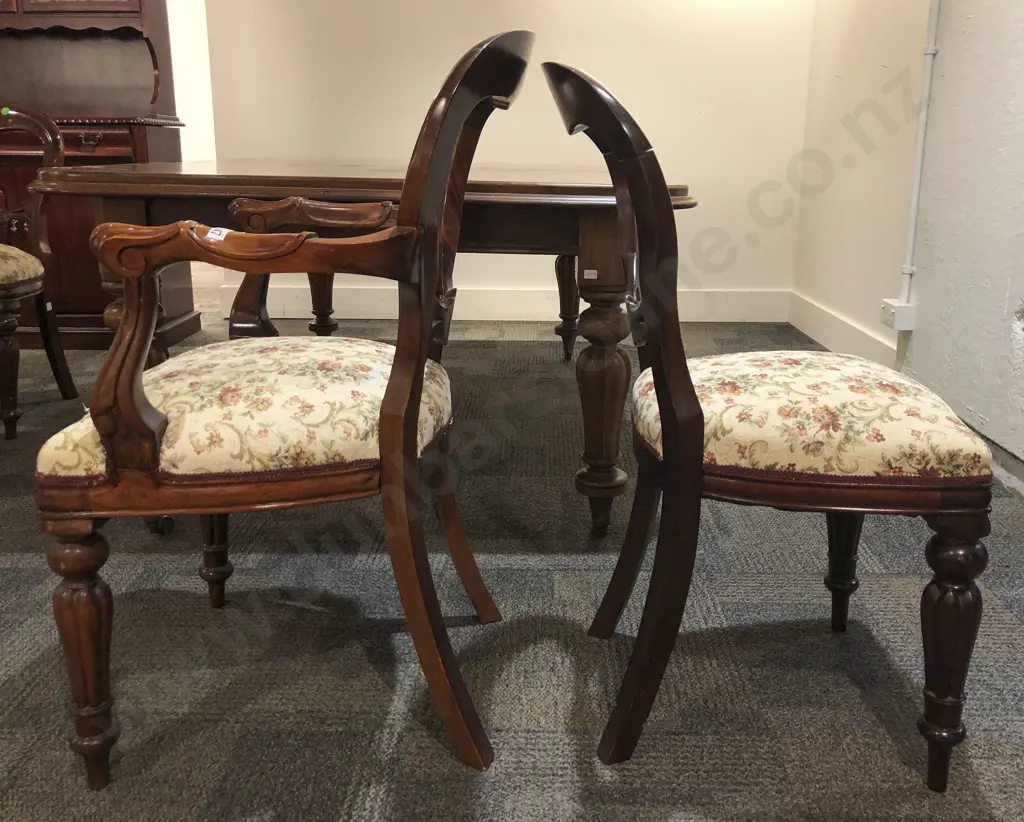 Eight Reproduction Balloon Back Dining Chairs Including One Carver Image 1++
