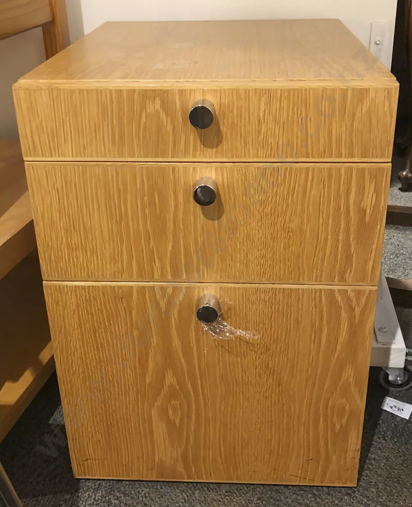 Three Piece Office Suite Comprising of Unusual Proportioned Side Drawers and Filing Cabinet Image 1++