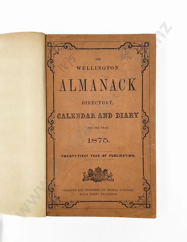 (-) The Wellington Almanack Directory Calendar And Diary For The Year 1875 Image 1++