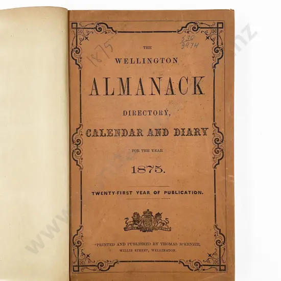 (-) The Wellington Almanack Directory Calendar And Diary For The Year 1875