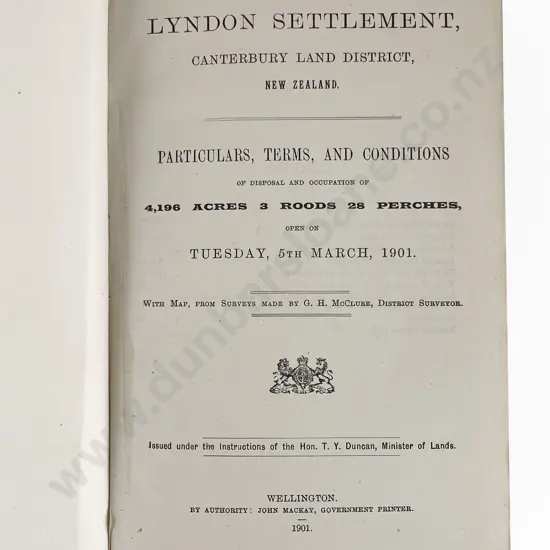 Land For Settlement Act - Settlements Offered 1901-02