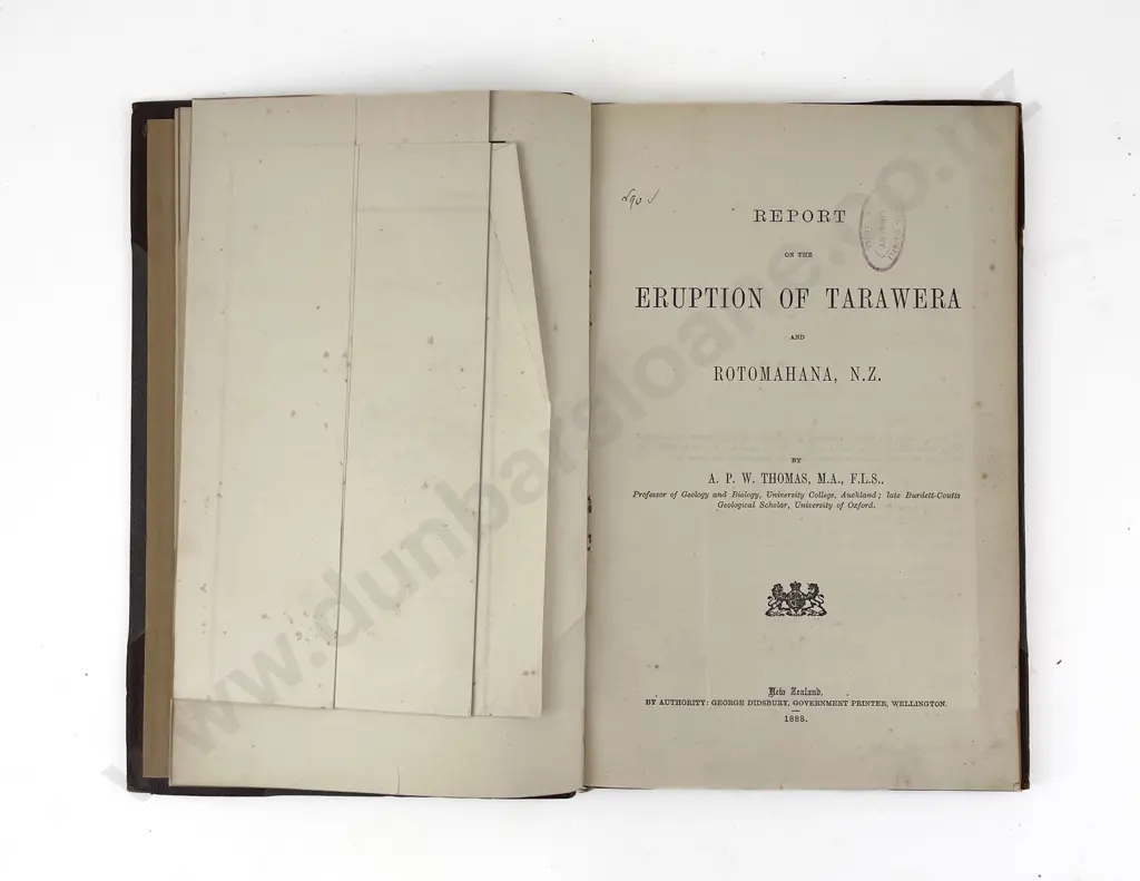 Thomas A P W - Report on the Eruption of Tarawera and Rotomohana Image 1++