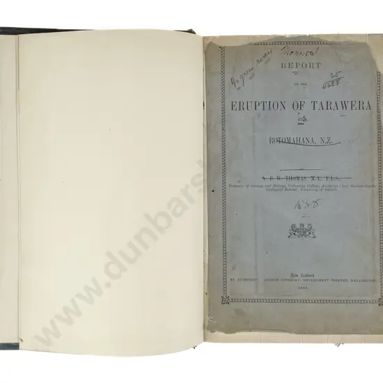 Thomas A P W - Report On the Eruption of Tarawera and Rotomohana