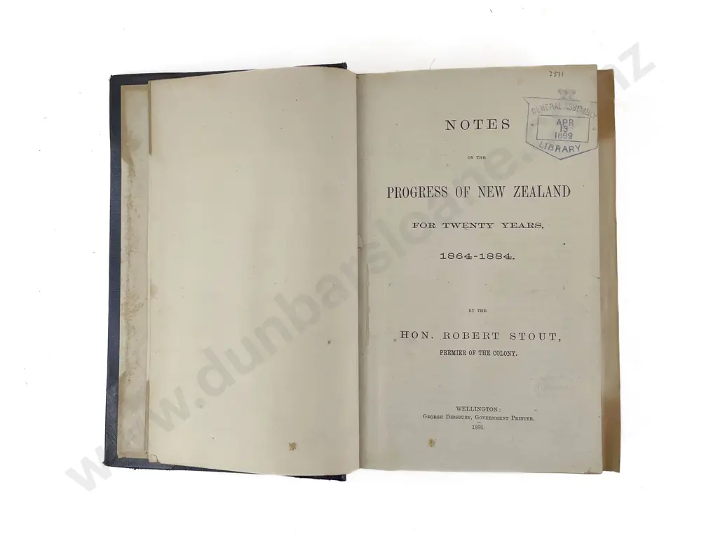 Stout Hon Robert - Notes on the Progress Of New Zealand For Twenty Years 1864-1884 Image 1++