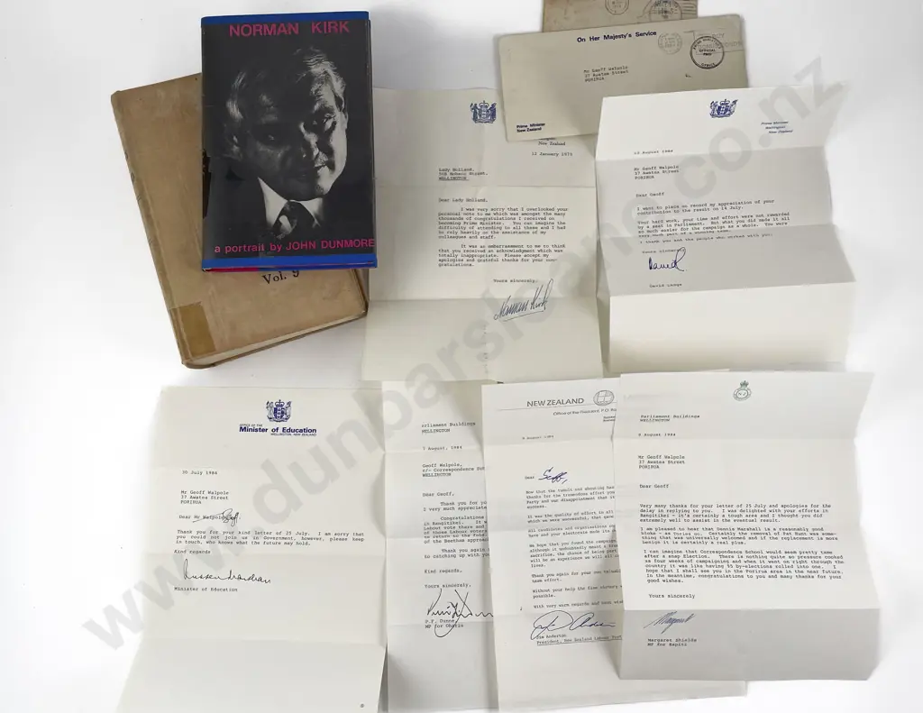 Norman Kirk & David Lange Signed Letters Image 1++