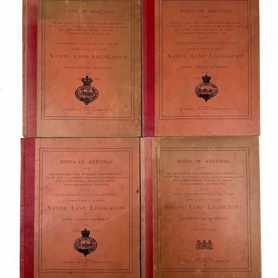 (-) Notes Of Meetings (6 copies) Between His Excellency The Governor (Lord Ranfurly)
