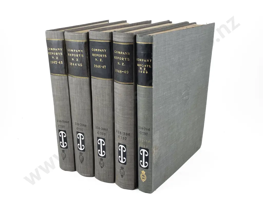 5 Volumes Of N.Z. Company Reports Newspaper Cuttings c1929-1949 Image 1++
