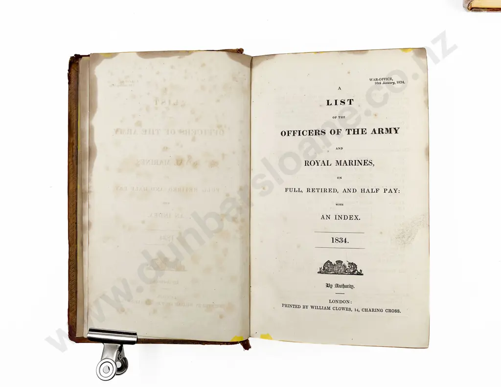 (-) Army Lists For 1834 Image 1++