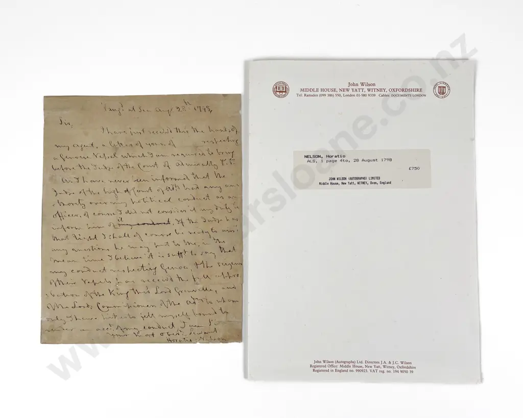 Lord Horatio Nelson - Rare Full Handwritten Letter From August 28th 1798 Image 1++
