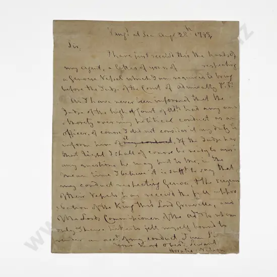 Lord Horatio Nelson - Rare Full Handwritten Letter From August 28th 1798