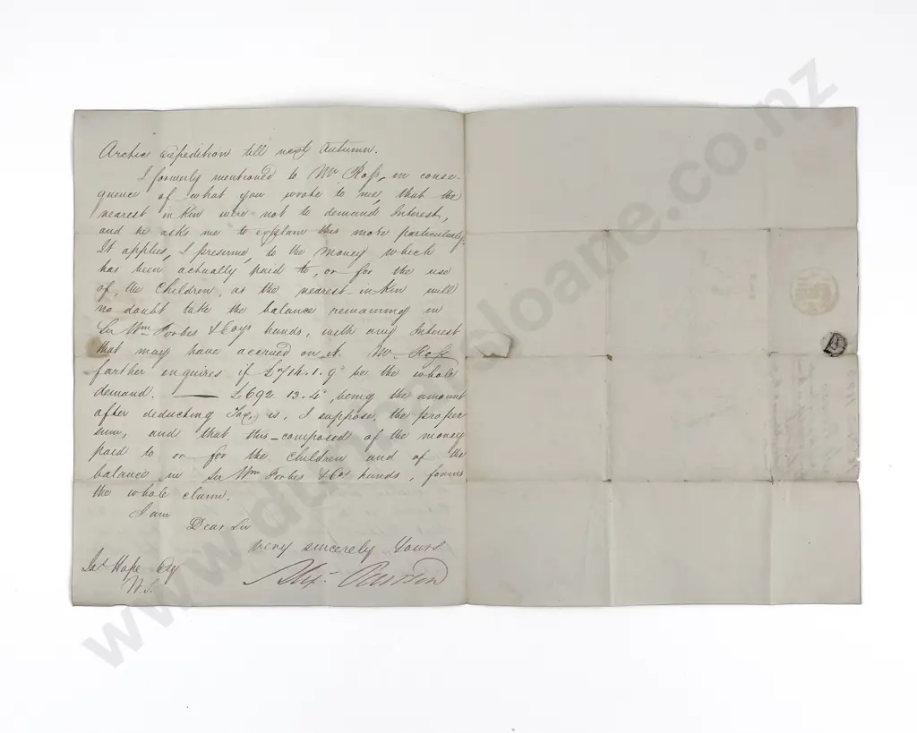 1822 Letter With Reference To Sir James Ross Arctic Navigator & Explorer Image 1++