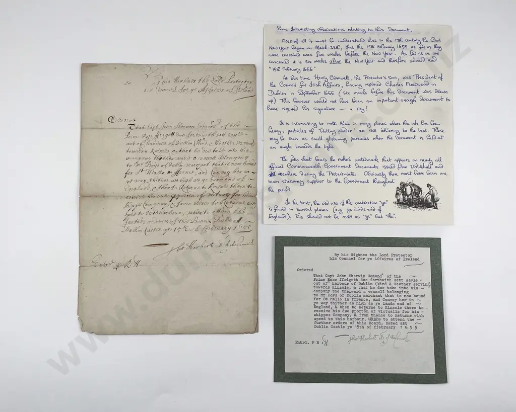 Mid 17th Century Command Letter To Captain John Sherwin Image 1++