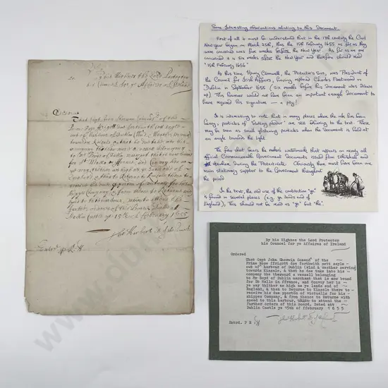 Mid 17th Century Command Letter To Captain John Sherwin