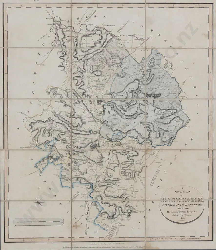 John Cary - A New Map of Huntingdonshire 1821 Image 1++