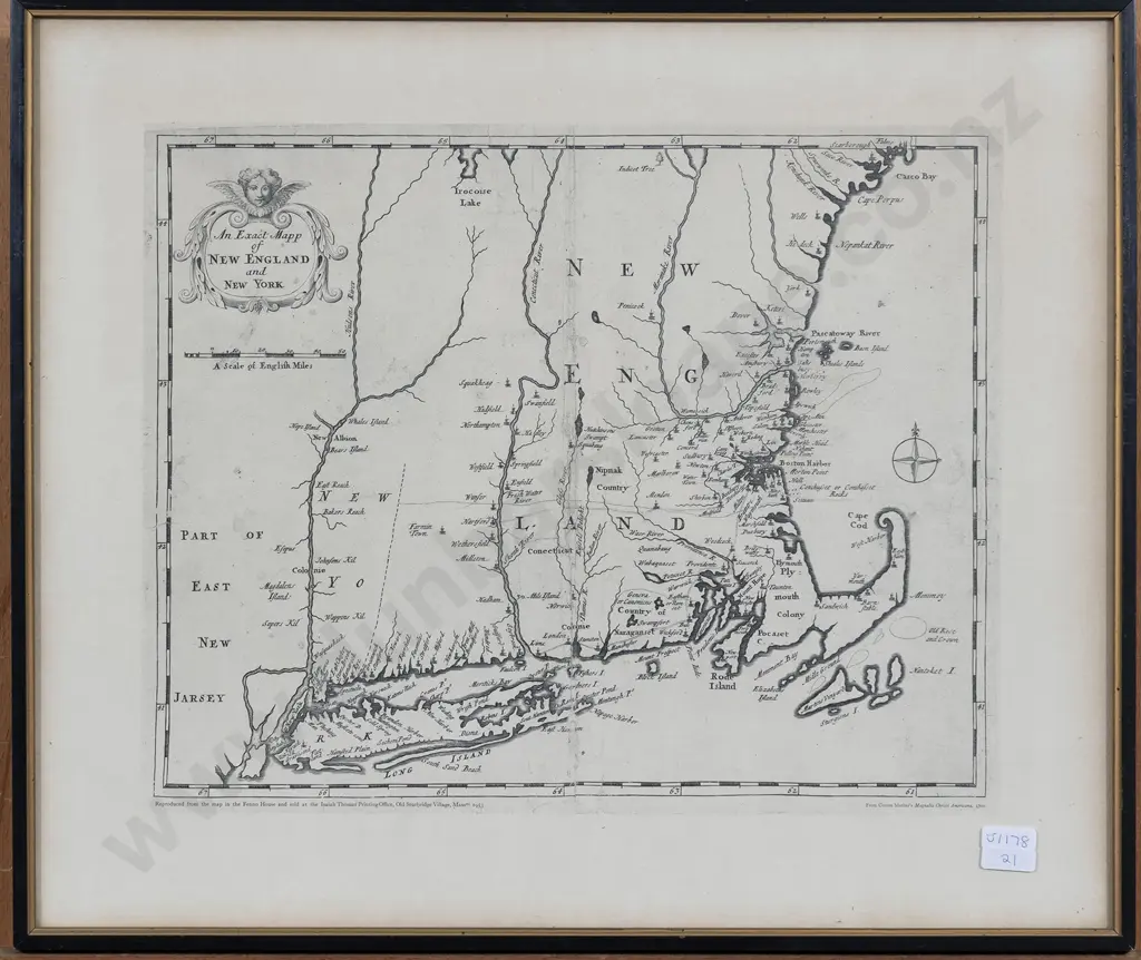 After Cotton Mather - An Exact Mapp of New England and New York Image 1++