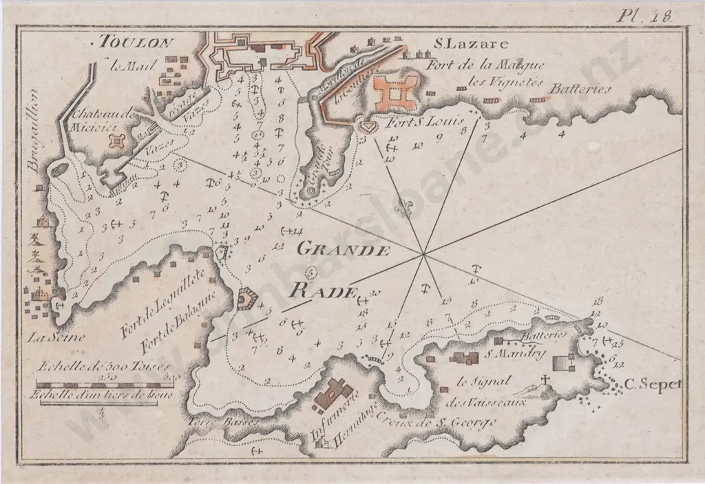 Small 18th Century Map Of Grande Rade Normandy Image 1++