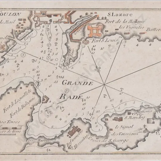 Small 18th Century Map Of Grande Rade Normandy