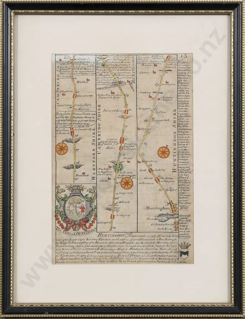 E Bowen - 1720 Strip Map Of Huntingdon Image 1++