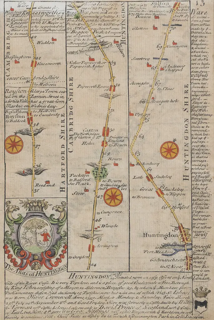E Bowen - 1720 Strip Map Of Huntingdon Image 1++