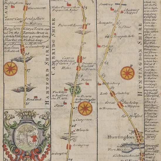 E Bowen - 1720 Strip Map Of Huntingdon