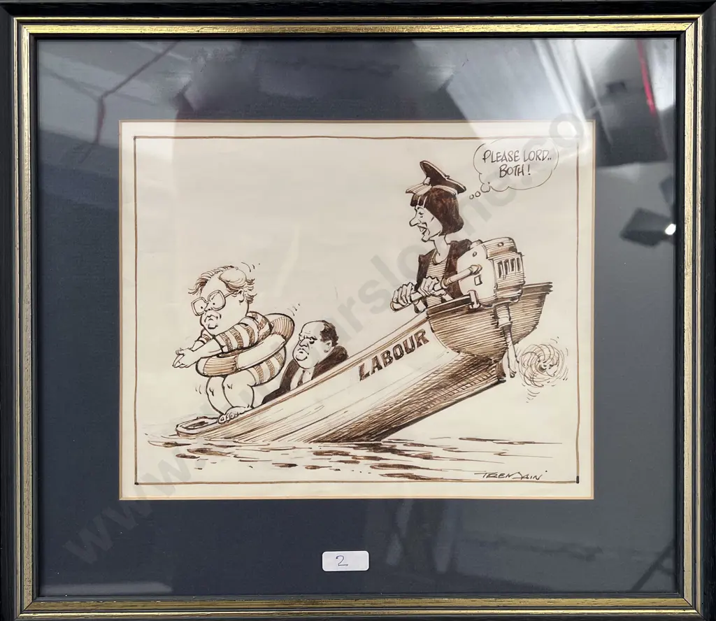 Garrick Tremain - Original Political Cartoon "Please Lord Both" Image 1++