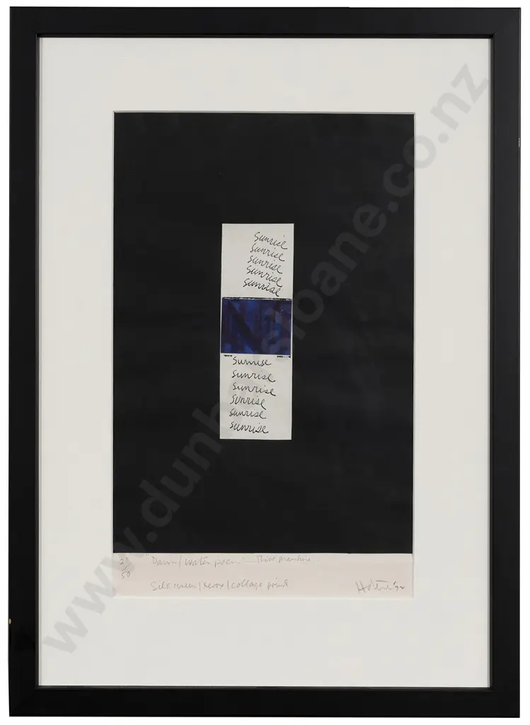 Ralph Hotere (1931 - 2013) - "Dawn/Water Poem" Bill Manhire Image 1++