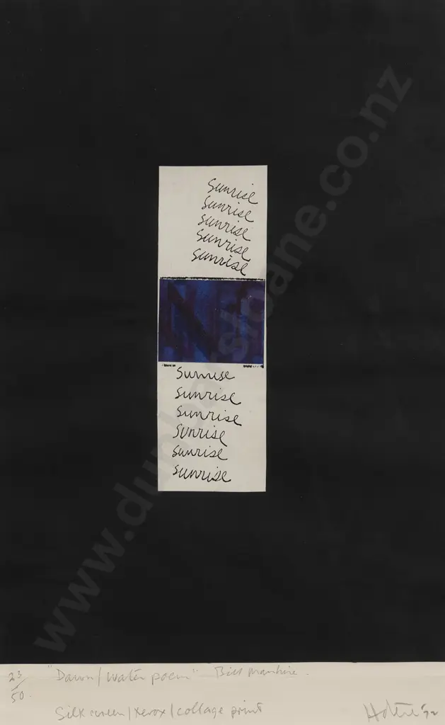 Ralph Hotere (1931 - 2013) - "Dawn/Water Poem" Bill Manhire Image 1++