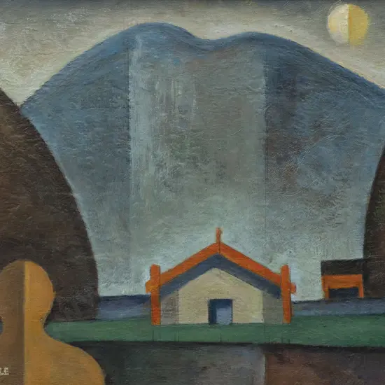 Charles Tole (1903 - 1991) - Landscape with Marae