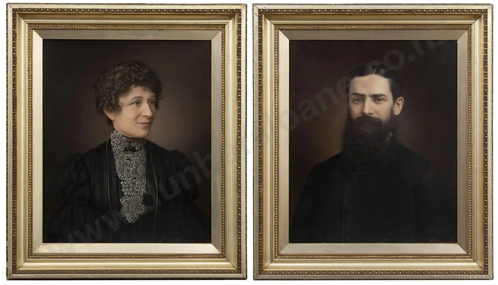 Gottfried Lindauer (1839 -1926) - Portraits of Mr & Mrs William Anthony Image 1++