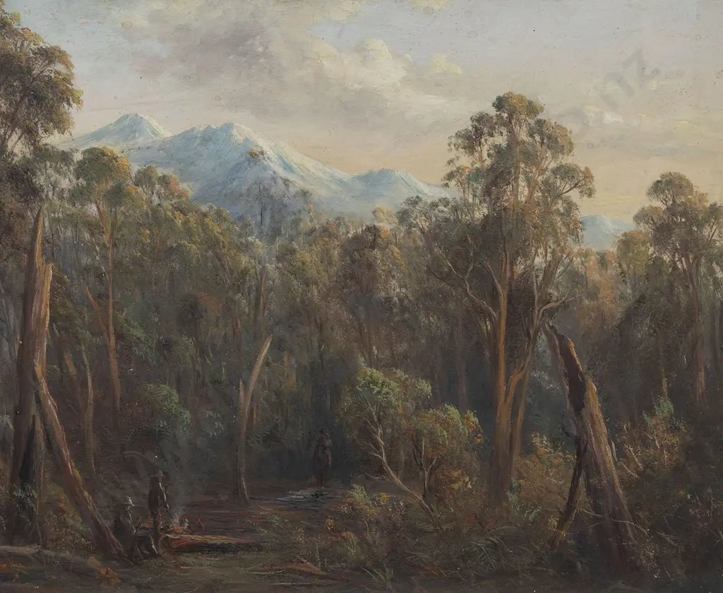 Charles Blomfield (1848 - 1926) - Native Bush Scene with Figures Image 1++