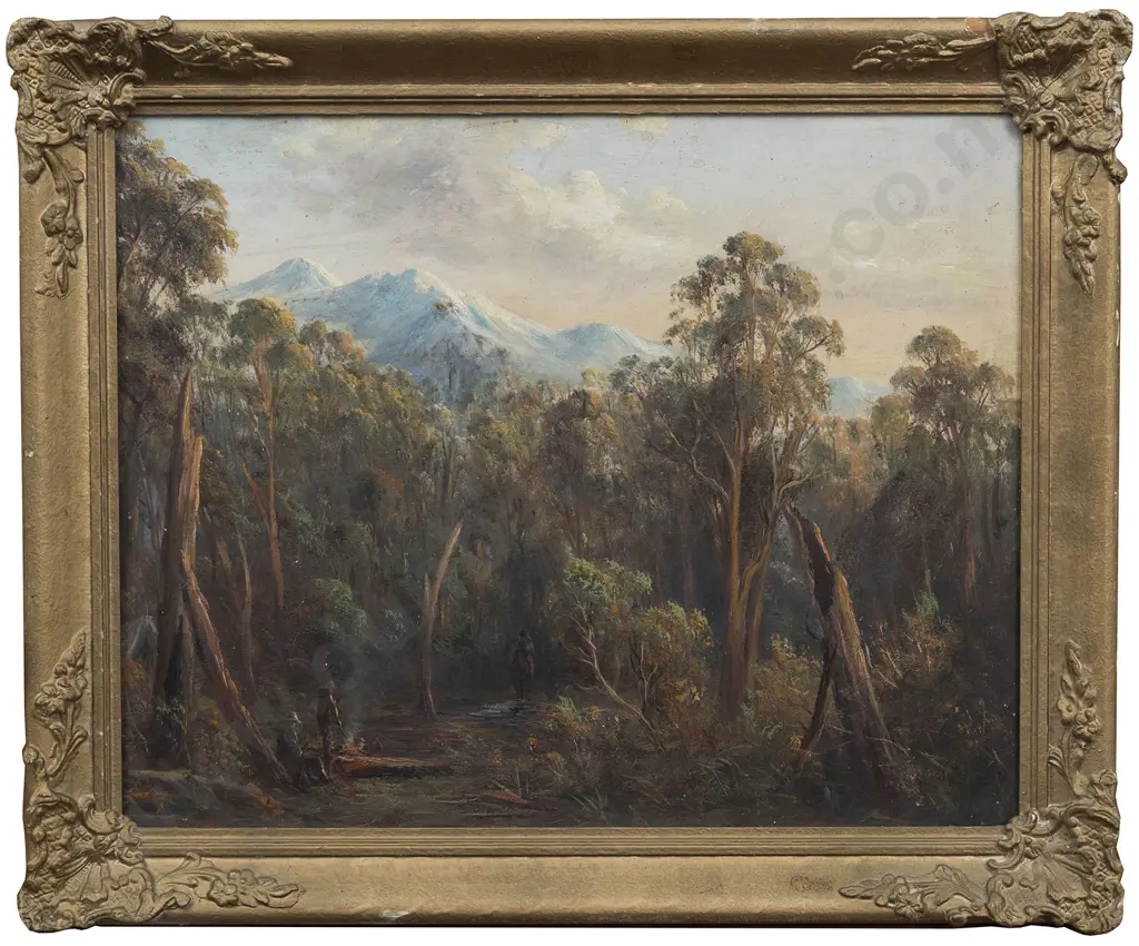 Charles Blomfield (1848 - 1926) - Native Bush Scene with Figures Image 1++