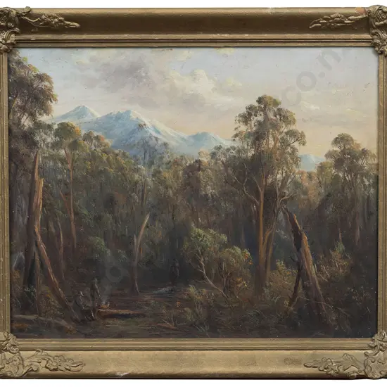 Charles Blomfield (1848 - 1926) - Native Bush Scene with Figures