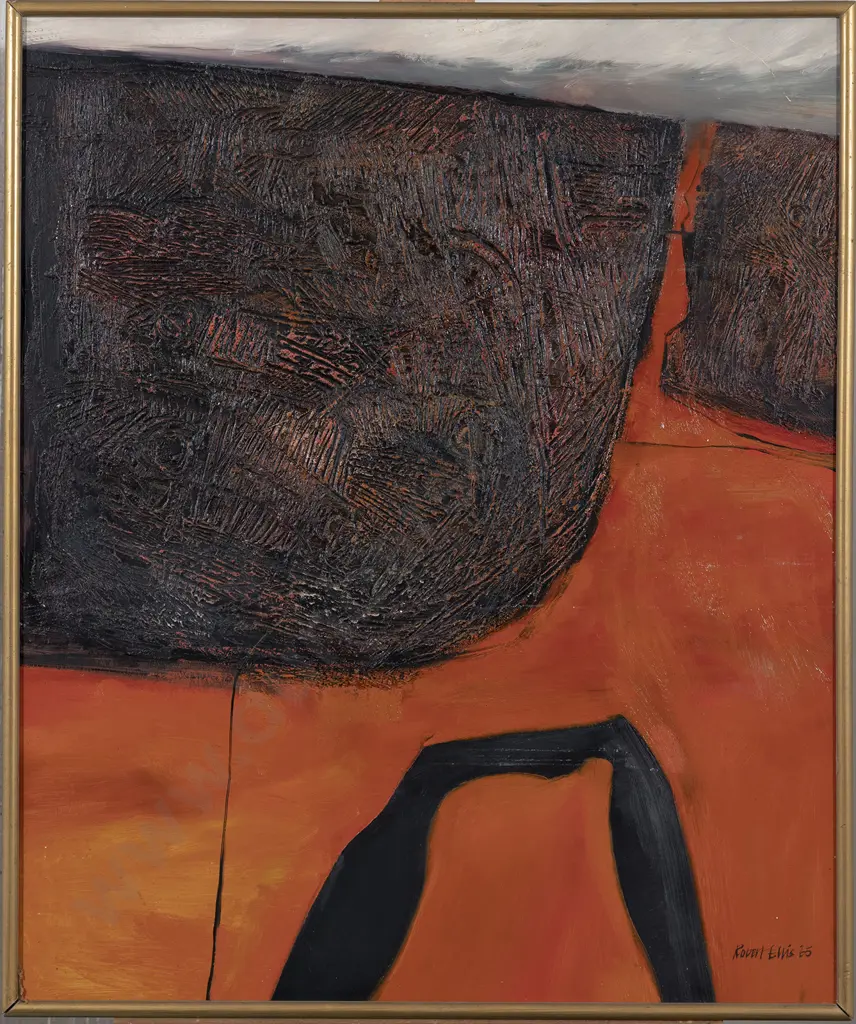 Robert Ellis (1929 - 2021) - City Beyond the River in a Red Landscape Image 1++