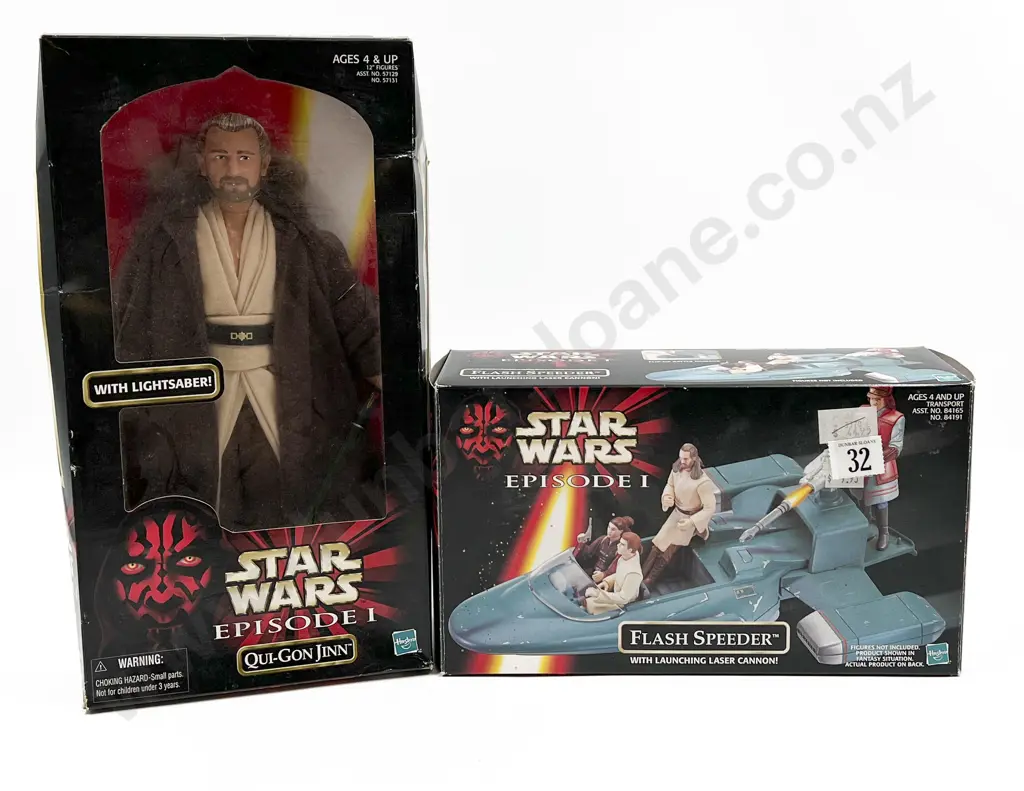 Star Wars Boxed Qui Gon Jin 12" Action Figure & Flash Speeder Image 1++