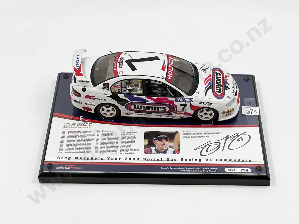 Signed Greg Murphy 2008 Sprint Racing VE Commodore Model and Display Plaque Image 1++